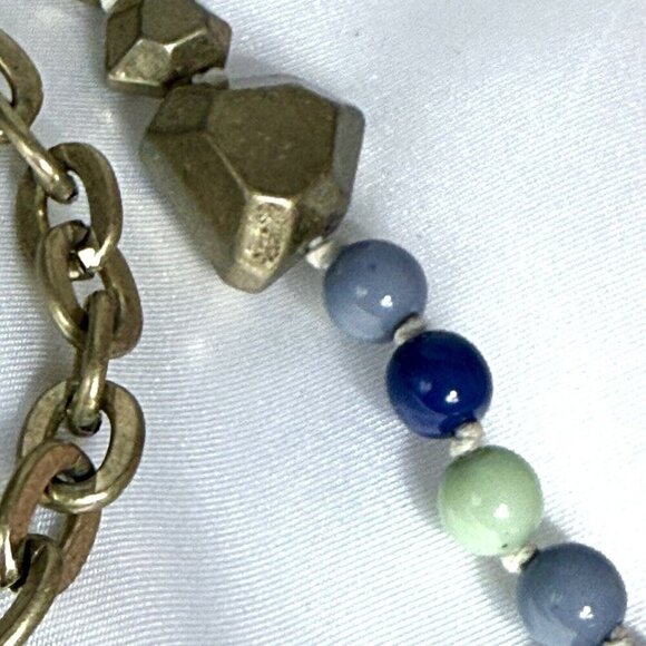 Vintage Brass Tone Acrylic Beaded Lock and Key Clasp - Picture 5 of 7